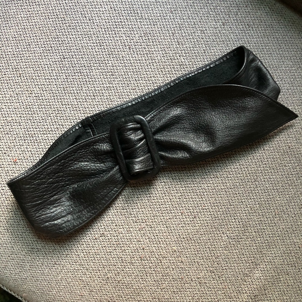 Vintage Wide Black Genuine Leather Belt